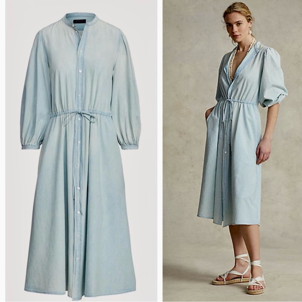 Polo Ralph Lauren  Cotton elie Chambray Dress size 6 nwt oversized fit